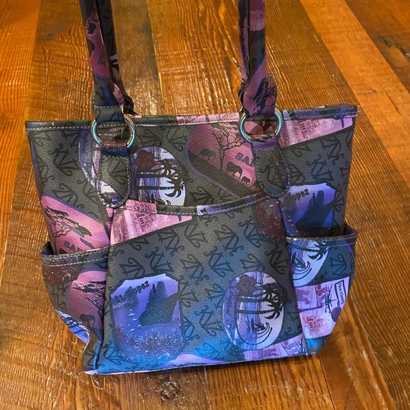 Kathy Van Zeeland bag purse purple. Safari / travel decorated and gently used! - Picture 2 of 11